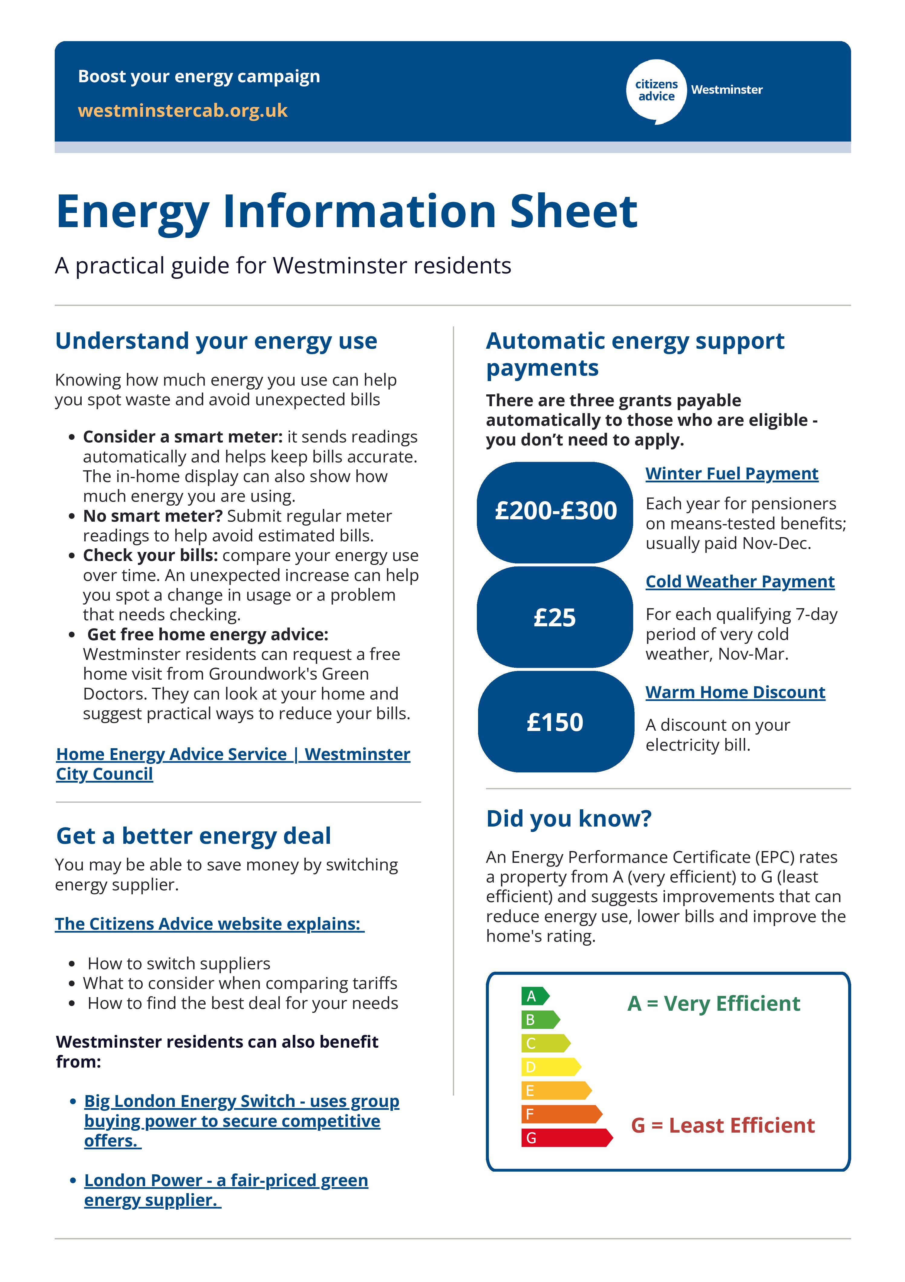 Cover of the Boost Your Energy Information Sheet